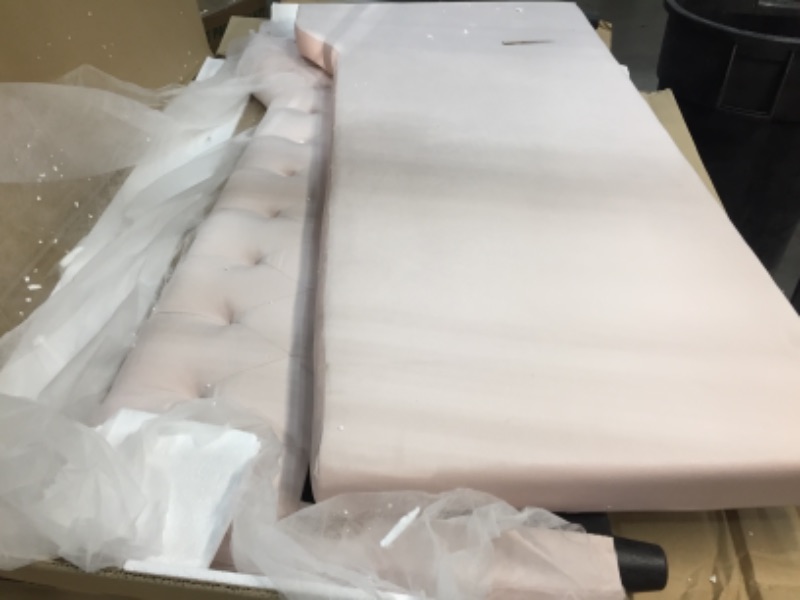 Photo 2 of **INCOMPLETE**Baxton Studio Perry Modern and Contemporary Light Pink Velvet Fabric Upholstered and Button Tufted Full Size Daybed with Trundle**BOX 1 OF 4 ONLY*CONTAINS ARM AND SLATS**
