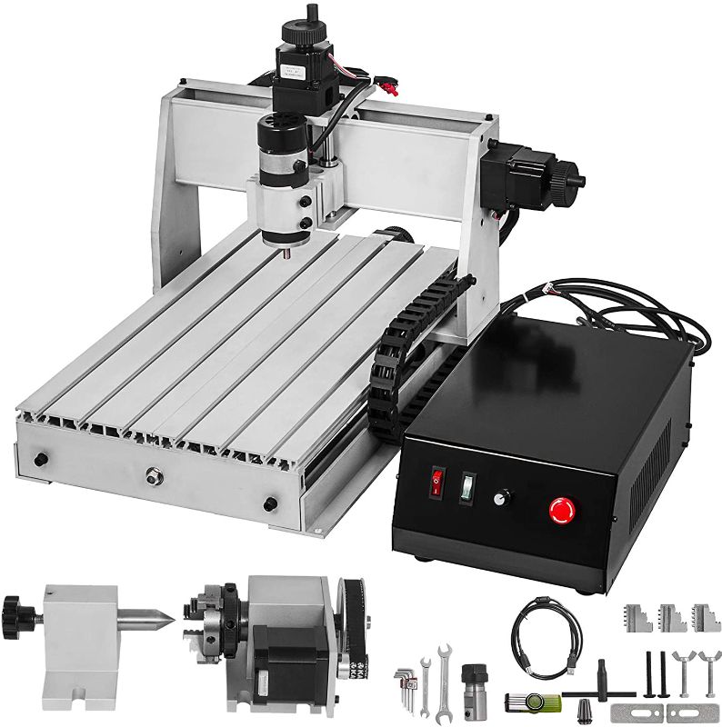 Photo 1 of **STOCK PHOTO INACCURATLY DISPLAYS ITEM** FORAVER CNC 3040T Router 4 Axis CNC Router Machine 300mmX400mm Large 3D Engraving Machine with USB Port Drilling Milling Machine Ball Screws 200W DC Spindle Motor (CNC3040T 4 Axis with USB Port)
