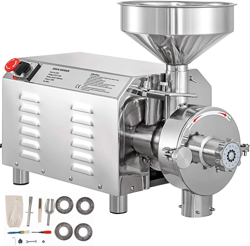 Photo 1 of VEVOR Commercial Grinding Machine for Grain 2200W, Electric Grain Grinder 30-50KG/H, Powder Grinding Machine 50KG Capacity, Powder Machine Herb Stainless Steel, for Dry Grain Soybean Spice Coffee Bean