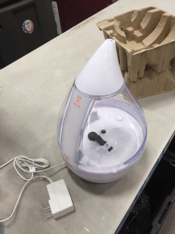 Photo 2 of PARTS ONLY NON REFUNDABLE 
Crane 4-in-1 Drop Ultrasonic Cool Mist Humidifier, 1 Gallon, Top Fill Humidifier, 24 Hour Run Time, with Optional Sound Machine and Color Changing Nightlight, Clear/White