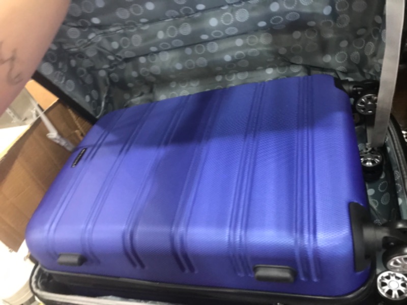 Photo 3 of Rockland Melbourne Hardside Expandable Spinner Wheel Luggage, Blue, 3-Piece Set (20/24/28)