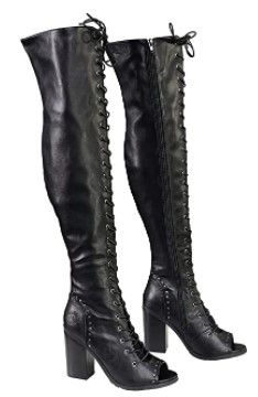 Photo 1 of Milwaukee Performance MBL9421 Women's Black Lace-Up Knee-High Boots with Open Toe
Size 9