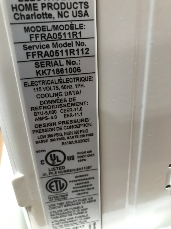 Photo 4 of Frigidaire FFRA0511R1 5, 000 BTU 115V Window-Mounted Mini-Compact Air Conditioner with Mechanical Control