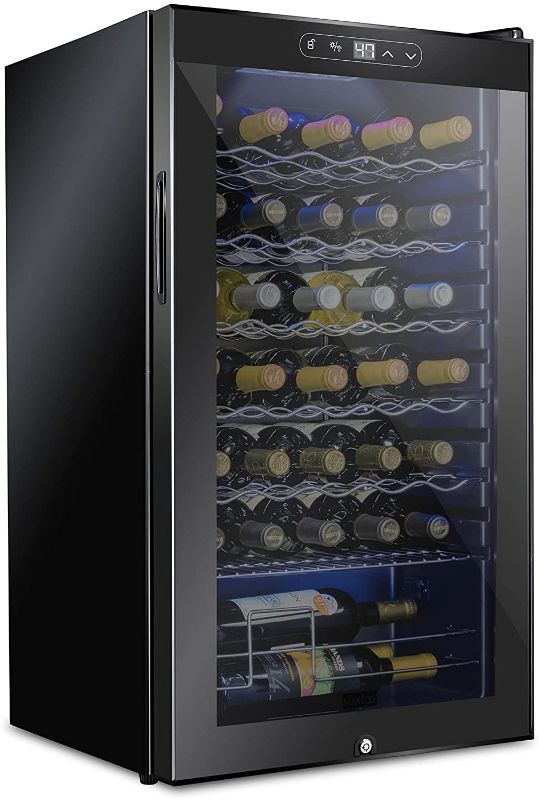 Photo 1 of **READ BELOW**SCHMECKE 34 Bottle Compressor Wine Cooler Refrigerator w/Lock | Large Freestanding Wine Cellar | 41f-64f Digital Temperature Control Wine Fridge For Red, White, Champagne or Sparkling Wine - Black