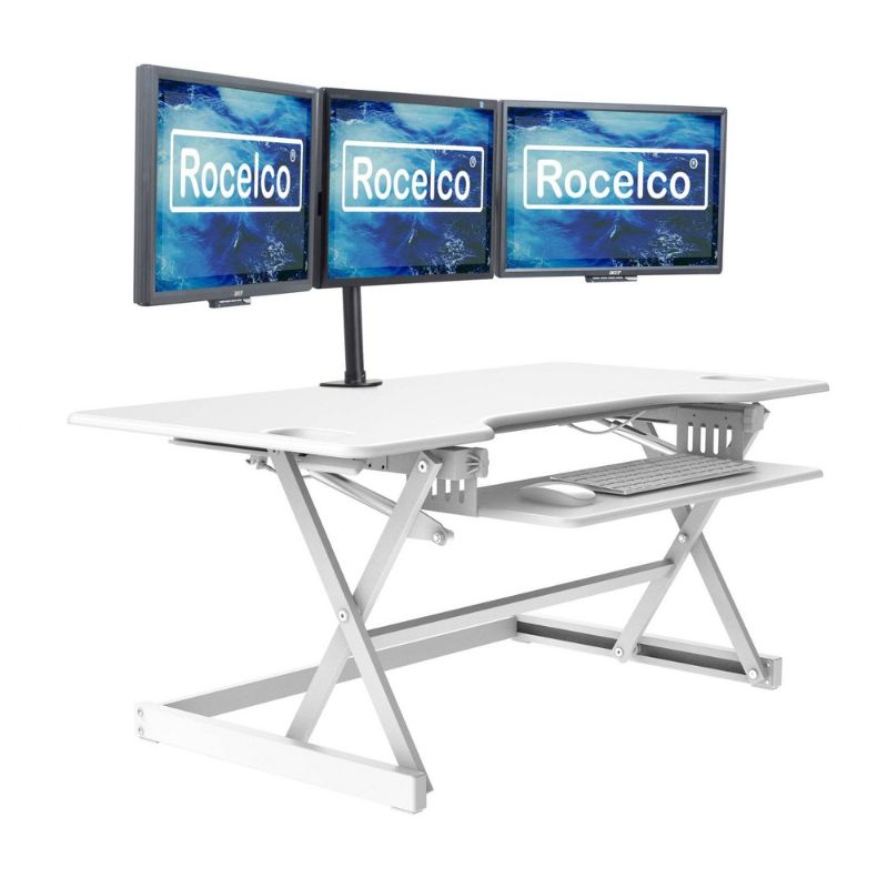 Photo 1 of Rocelco 46" Large Height Adjustable Standing Desk Converter - White