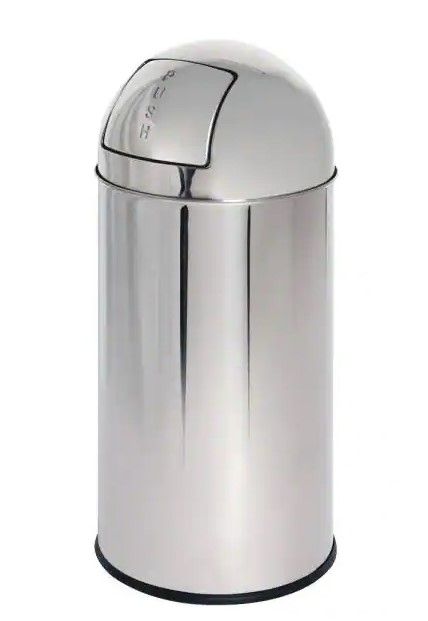 Photo 1 of 12 Gal. Chrome Round Top Trash Can
