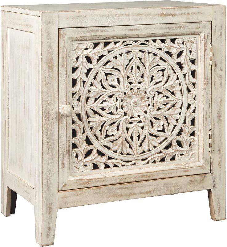 Photo 1 of *Damage shown in picture*
Signature Design by Ashley Fossil Ridge Boho Accent Cabinet or End Table, Vintage White