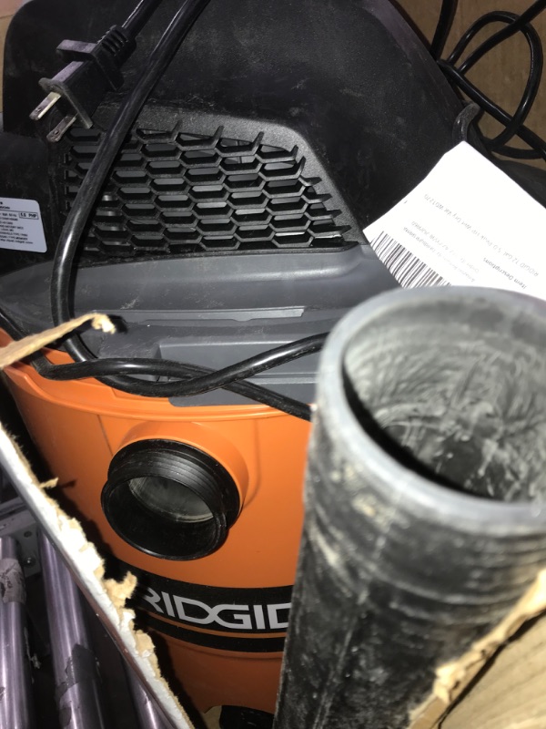 Photo 2 of *Missing parts*
RIDGID 12 Gal 5.0-Peak HP NXT Wet/Dry Shop Vacuum W/Filter, Hose 