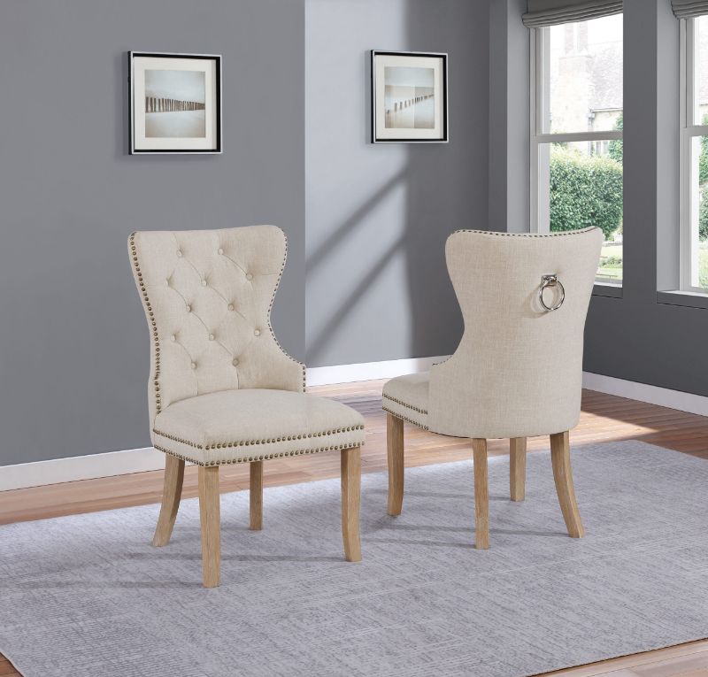 Photo 1 of *Stock Photo Similar to item*
NOBPEINT Dining Chair Beige Fabric Leisure Padded Ring Chair, Nailed Trim, Set of 2
