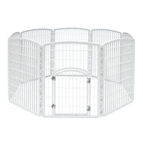 Photo 1 of IRIS 8-Panel Plastic Exercise Dog Playpen, White