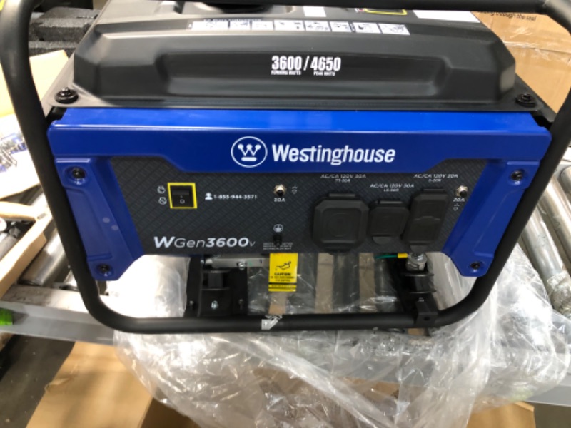 Photo 2 of Westinghouse WGen3600v Portable Generator 3600 Rated Watts & 4650 Peak Watts