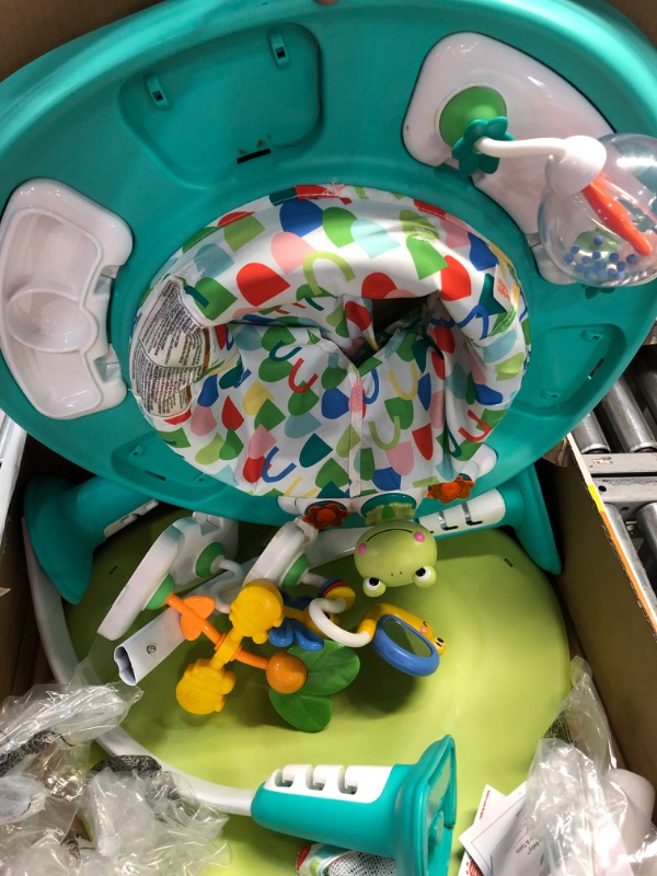 Photo 2 of Bright Starts Bounce Bounce Baby 2-in-1 Activity Center Jumper & Table - Playful Pond (Green), 6 Months+
