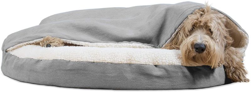 Photo 1 of **SIMILAR TO POST PHOTO**Furhaven Cozy Pet Beds for Small, Medium, and Large Dogs and Cats - Snuggery Hooded Burrowing Cave Tent, Deep Dish Cushion Donut Dog Bed with Attached Blanket, and More 35Inch
