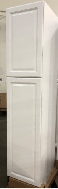 Photo 6 of (SCRATCHED UPPER SURFACES; DENTED LOWER CORNER)
Hampton Bay Hampton Satin White Raised Panel Stock Assembled Pantry Kitchen Cabinet (18 in. x 84 in. x 24 in.)