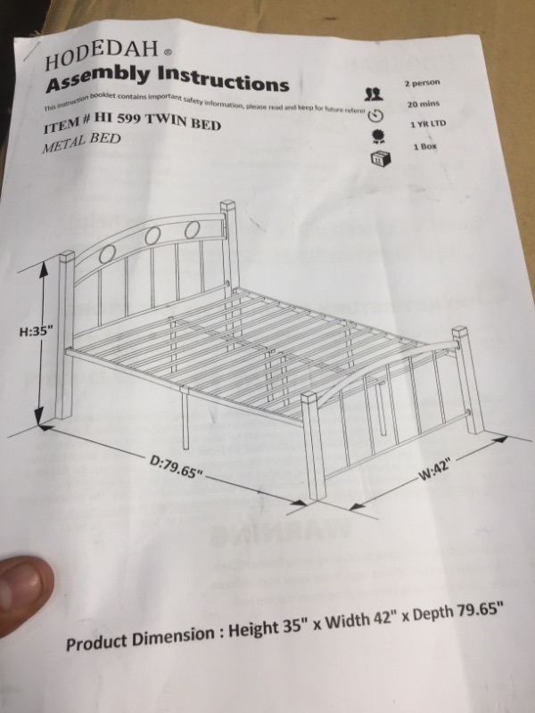 Photo 4 of Incomplete Twin Metal Bed with Headboard, Footboard and Mahogany Wood Posts