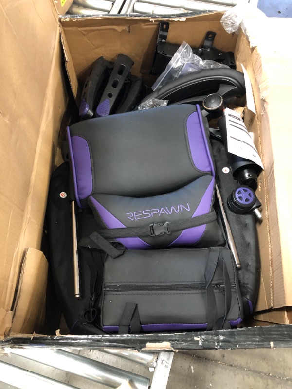 Photo 2 of ***HARDWARE LOOSE IN BOX*** RESPAWN 110 Racing Style Gaming Chair, Reclining Ergonomic Leather Chair with Footrest, in Purple (RSP-110-PUR)
