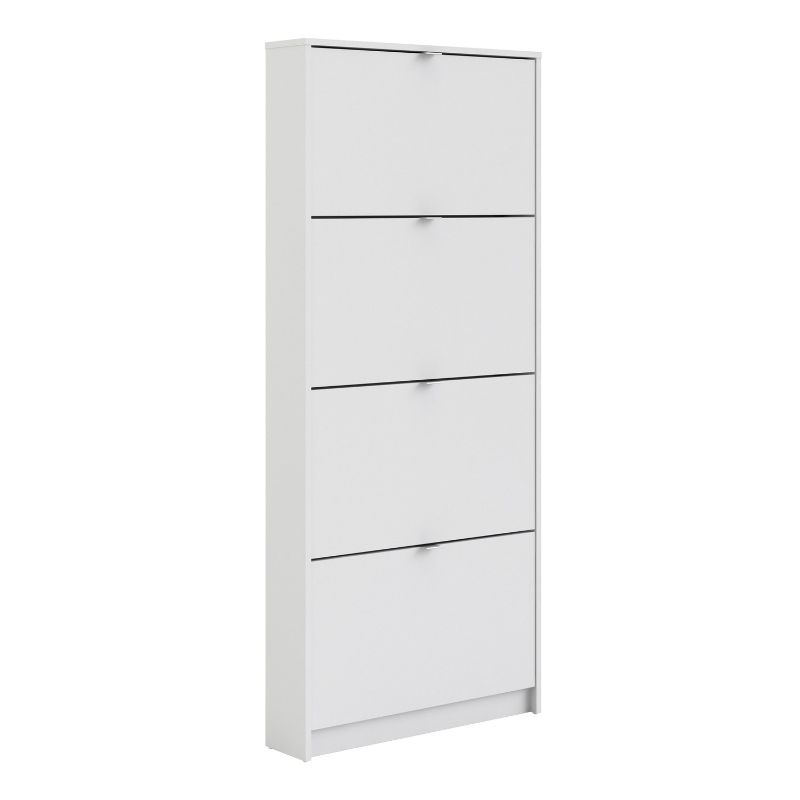 Photo 1 of **HARDWARE LOOSE IN BOX*** Shoes Hallway Storage Cabinet with 4 Tilting Doors and 1 Layer White
