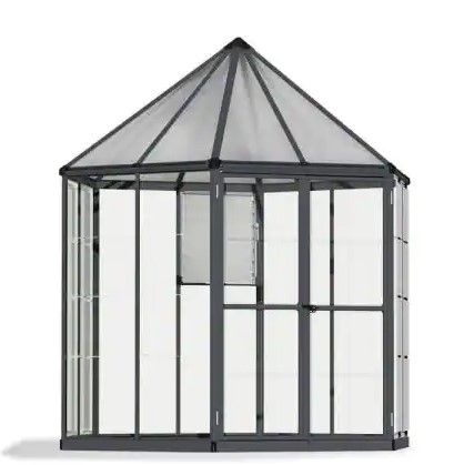 Photo 1 of ***SMALL DENTS ** Oasis Hexagonal 8 ft. Gray/Clear DIY Greenhouse Kit
