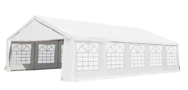 Photo 1 of ***INCOMPLETE, MISSING 5 OTHER BOXES**** 32 ft. x 20 ft. Large Outdoor Canopy Party Tent with Removable Protective Sidewalls and Versatile Uses, White
