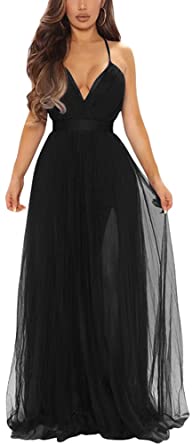 Photo 1 of *** LARGE*** XXTAXN Women's Sexy Deep V Neck Split Cocktail Party Formal Bridesmaid Maxi Dress
