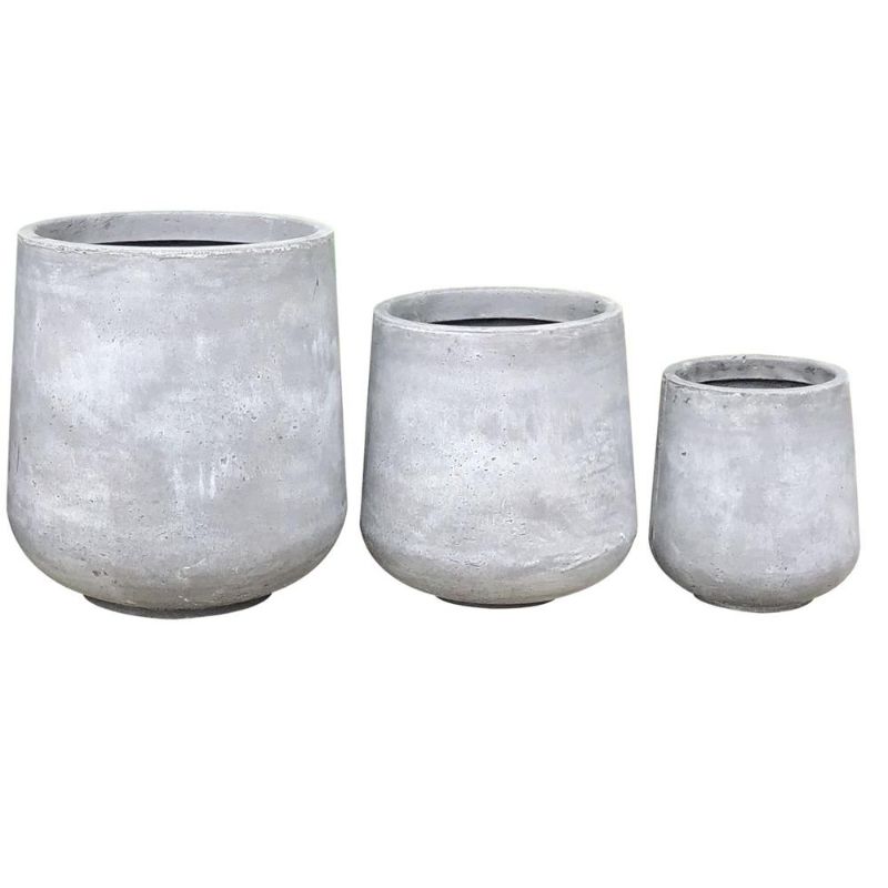 Photo 1 of ***SMALL CRACKS*** KANTE 17.3 in. Tall Natural Lightweight Concrete Footed Tulip Outdoor Round Planter (Set of 3), Natural Concrete
