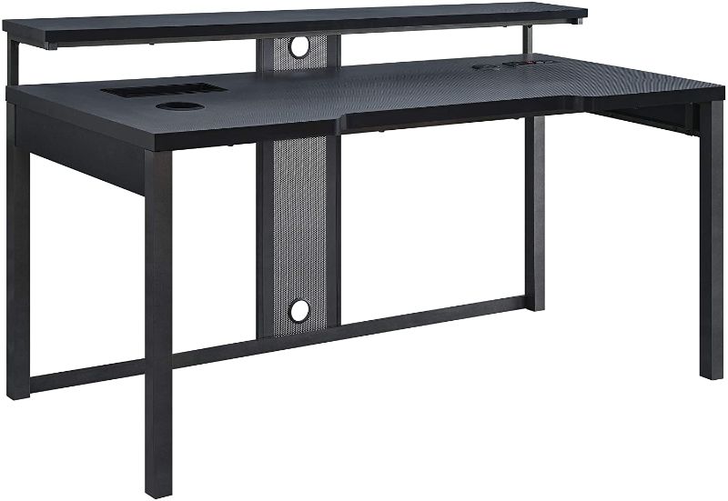 Photo 1 of OSP HOME FURNISHINGS Adaptor 63 Inch Gaming Desk with RGB LED Lights and Smart Power Hub, Matte Black
