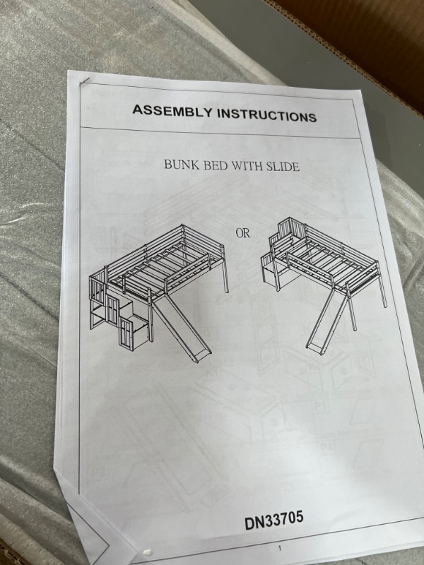 Photo 3 of INCOMPLETE MISSING BOX 2 OUT OF 2!!! ONLY INCLUDES BOX 1 ***DishyKooker Loft Bed, Loft Bed White with Stair Case, Slide
