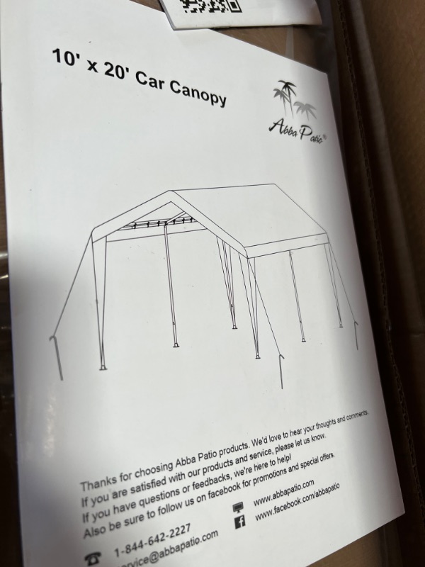 Photo 2 of ***PARTS ONLY*** Abba Patio Portable Lightweight Carport Canopy 10 x 20 ft Easy to Assemble Garage Boat Shelter Car Tent for Party, Wedding, Garden, Outdoor Storage Shed with 6 Steel Legs, Khaki
