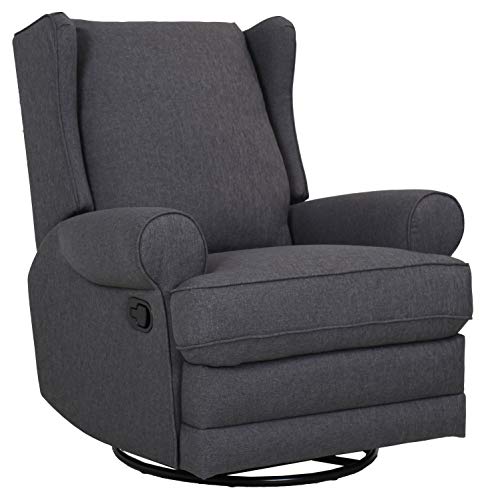 Photo 1 of Amazon Brand – Ravenna Home Manning Upholstered Swivel Glider Recliner, 34.6"W, Smoke Grey
