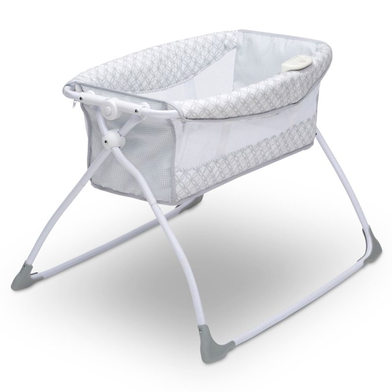 Photo 1 of Delta Children Newborn Soothing Sleeper Bassinet, Grey Infinity
