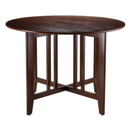 Photo 1 of ***MISSING HARDWARE*** Winsome Wood Alamo 41.97-in X 29.65-in Walnut Wood Round Drop Leaf Table
