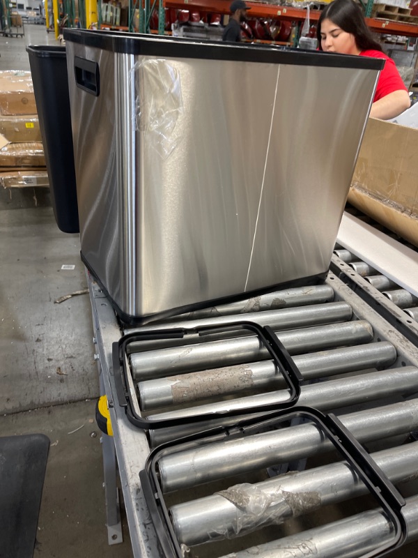 Photo 1 of ***MISSING POWER CORD*** ITouchless 16-Gallon Dual-Compartment Stainless Steel Automatic Sensor Touchless Trash Can, Grey
