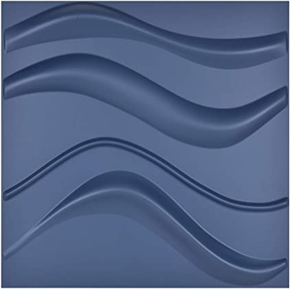 Photo 1 of Art3d Navy Blue 3D Wall Panel PVC Slim Wave Covers 12 WALL TILES 50X50CM