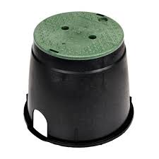 Photo 1 of 10 in. Round Valve Box and Cover, Black Box, Green ICV Cover
