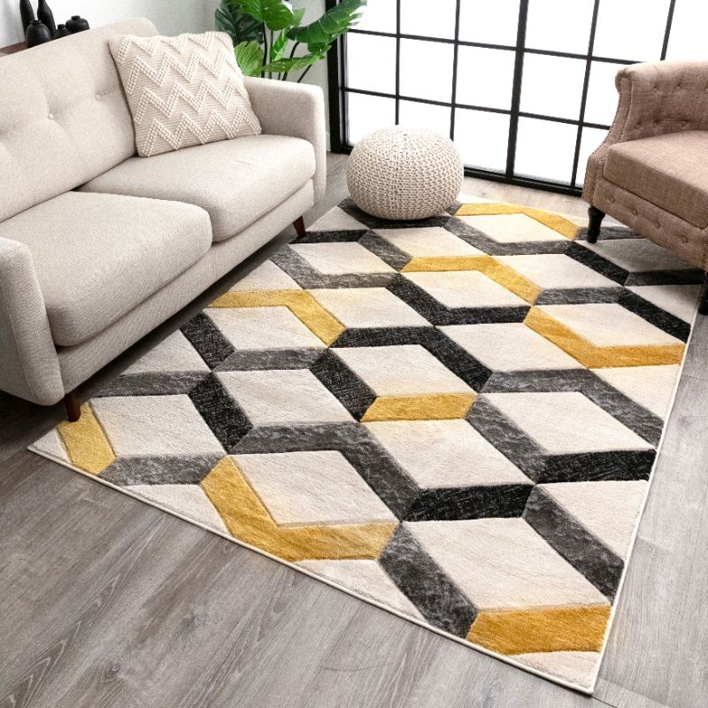 Photo 1 of **RUG HAS STAINS FROM SHIPPING**
Well Woven Good Vibes Millie Gold Transitional Geometric Zigzag 7'10" X 9'10" High-Low Area Rug
