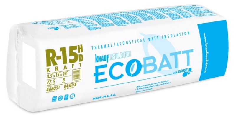 Photo 1 of **PALLET OF 15 PACKS**
Knauf Insulation Ecobatt B45evx Kraft Faced Batt Insulation, 93 In L, 15 In W, R-15 R-value, Fiberglass, Brown
