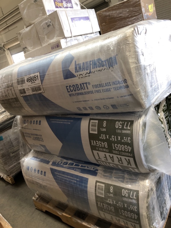 Photo 3 of **PALLET OF 15 PACKS**
Knauf Insulation Ecobatt B45evx Kraft Faced Batt Insulation, 93 In L, 15 In W, R-15 R-value, Fiberglass, Brown
