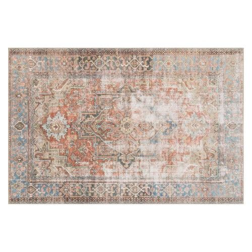 Photo 1 of  5 X 7 Ft.-6 in. Loren Power Loomed Traditional Rectangle Rug, Terracotta & Sky
