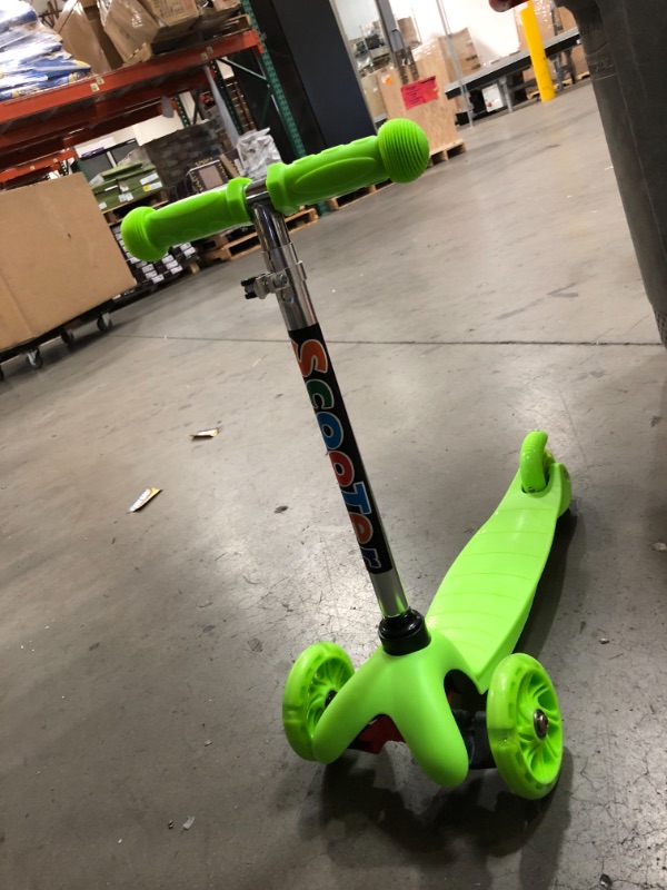 Photo 2 of Best Choice Products Kids Mini Kick Scooter Toy w/ Light-Up Wheels, Height Adjustable T-Bar, Foot Break - Green
