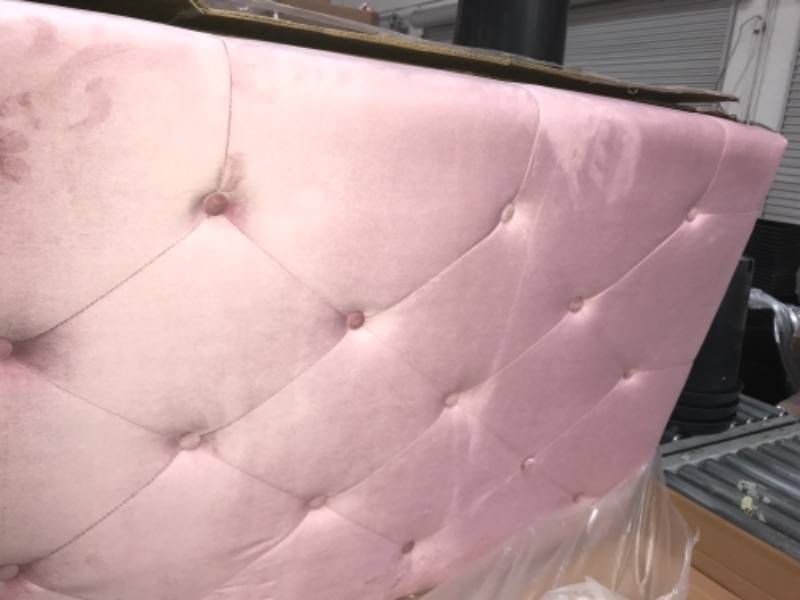 Photo 2 of ***BOX 1 of 2***NOT COMPLETE***
Home Life Premiere Classics Velour Pink 51" Tall Headboard Platform Bed Queen with Slats
