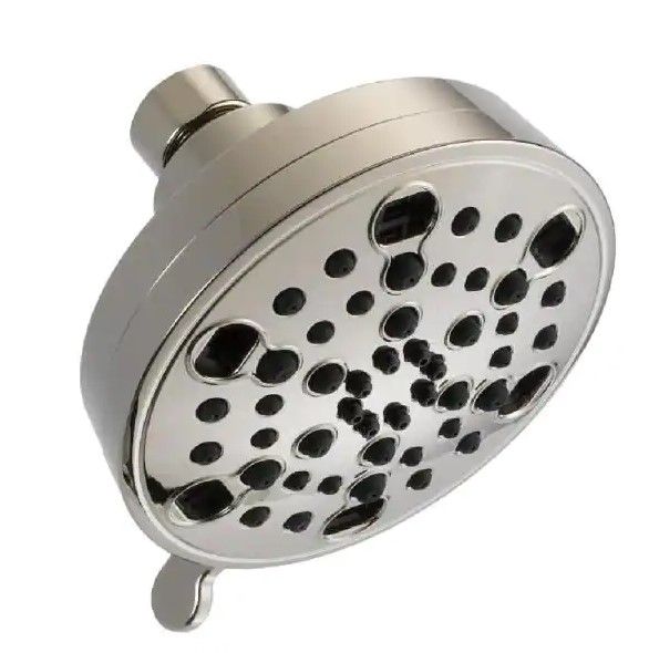 Photo 1 of 
Delta 5-Spray 4.2 in. Single Wall Mount Fixed H2Okinetic Shower Head in Polished Nickel
