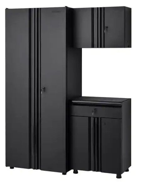 Photo 1 of Husky 3-Piece Regular Duty Welded Steel Garage Storage System in Black (54 in. W x 75 in. H x 19 in. D)