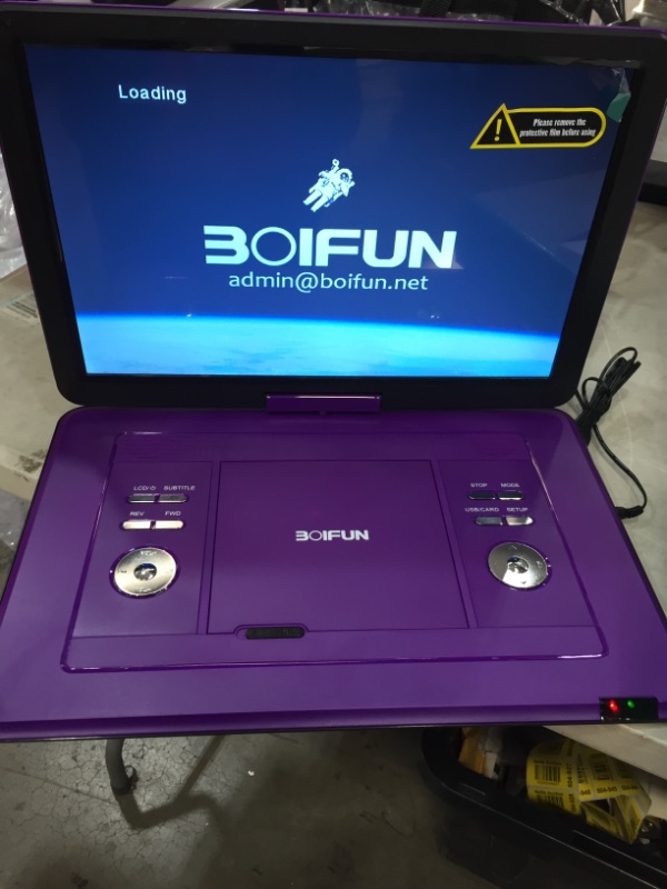 Photo 3 of BOIFUN 17.5" Portable DVD Player with 15.6" Large HD Screen, 6 Hours Rechargeable Battery, Support USB/SD Card/Sync TV and Multiple Disc Formats, High Volume Speaker, Purple
