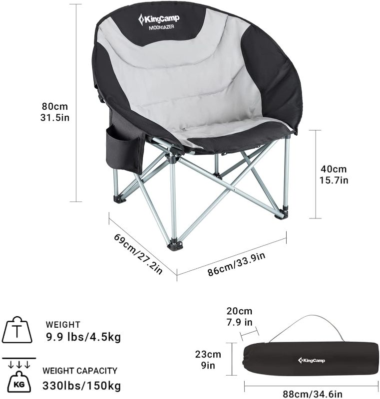 Photo 1 of *USED*
*darker grey IN PERSON*
KingCamp Oversized Moon Chair - Black/Mediumgrey