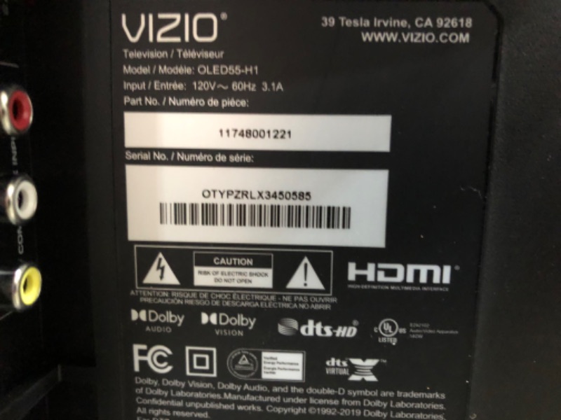 Photo 6 of (SCREEN FLICKERED ONCE POWERED ON; SCRATCHED BACK; FOUND LOOSE HARDWARE) 
VIZIO 55-Inch OLED Premium 4K UHD HDR Smart TV