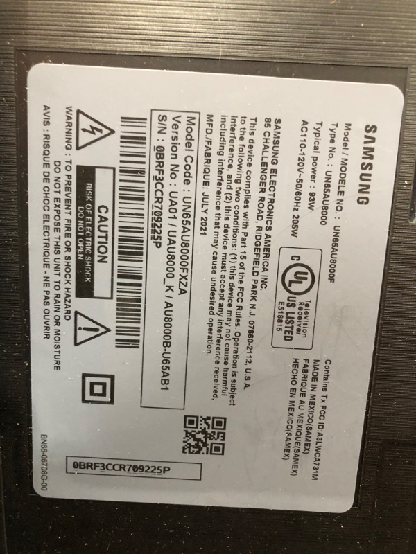 Photo 4 of (DAMAGED PIXELS; HORIZONTAL LINE FROM EDGE TO EDGE; BOTTOM CORNER OF FRAME LOOSE) SAMSUNG 65-Inch Class Crystal UHD AU8000 Series