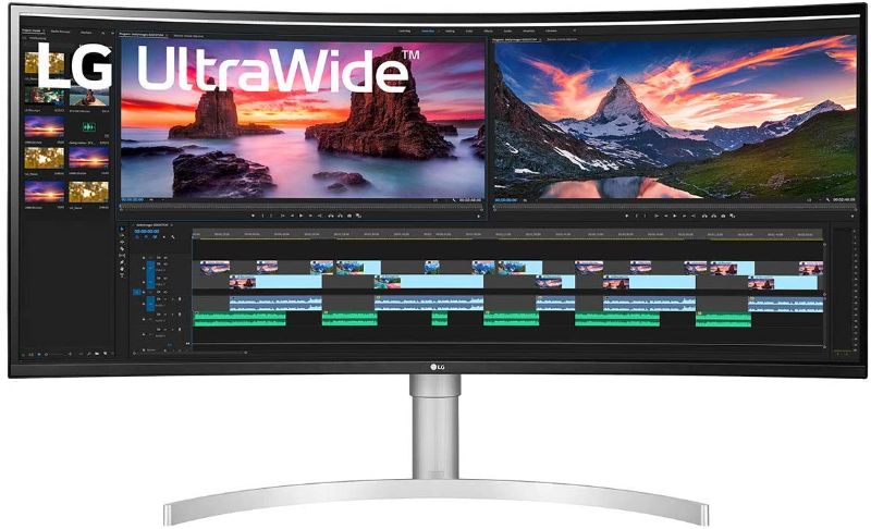 Photo 1 of LG 38BN95C-W 38 Inch UltraWide QHD+ IPS Curved Monitor with Thunderbolt 3 Connectivity, White/Silver
