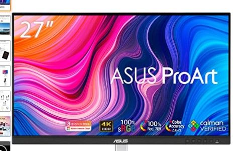 Photo 1 of ASUS ProArt Display PA279CV 27” 4K HDR UHD (3840 x 2160) Monitor, IPS, 100% , USB-C DisplayPort HDMI USB hub, Calman Verified, Eye Care, Tilt Pivot Swivel Height Adjustable
