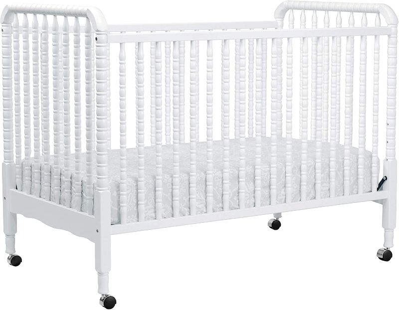 Photo 1 of DaVinci Jenny Lind 3-in-1 Convertible Crib in White, Removeable Wheels, Greenguard Gold