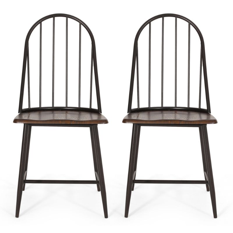 Photo 1 of (stock photo for reference only)
Spindle Back Dining Chairs, Set of 2, Dark Brown 
